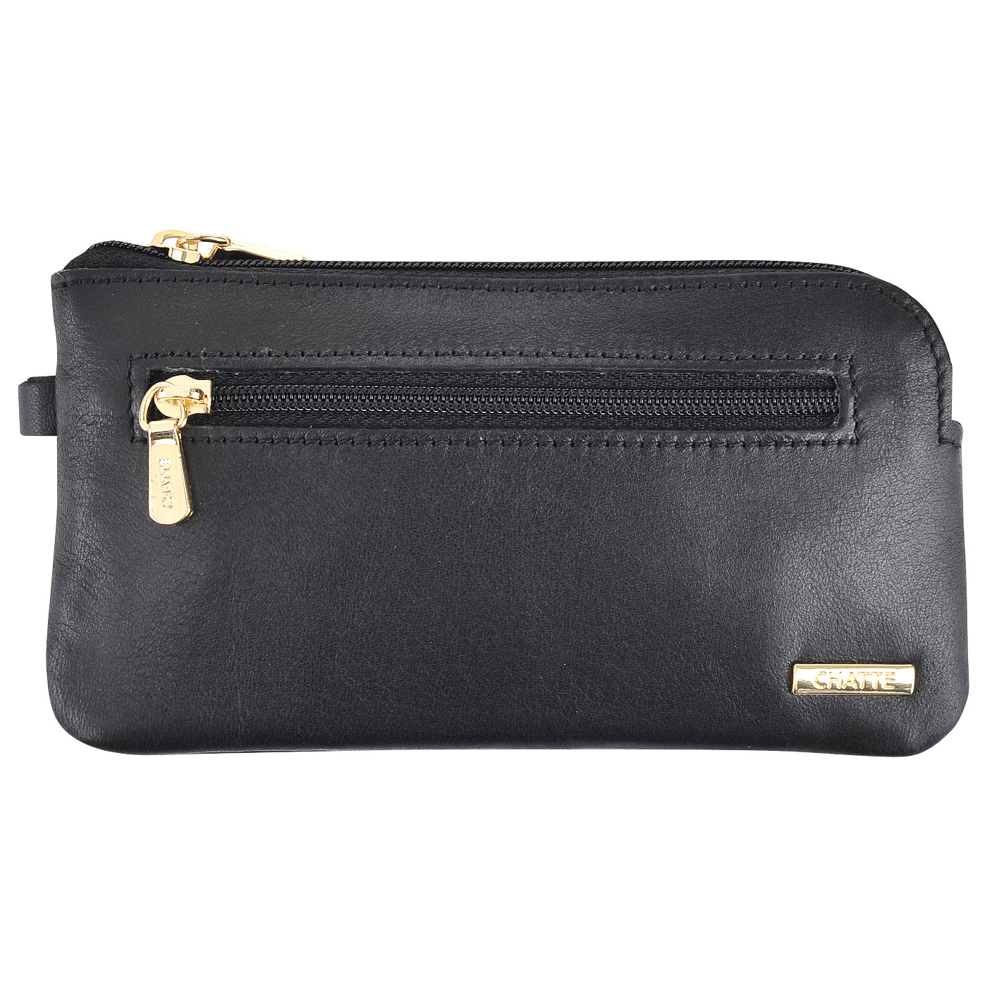 Chatte Черная кожаная ключница на молнии