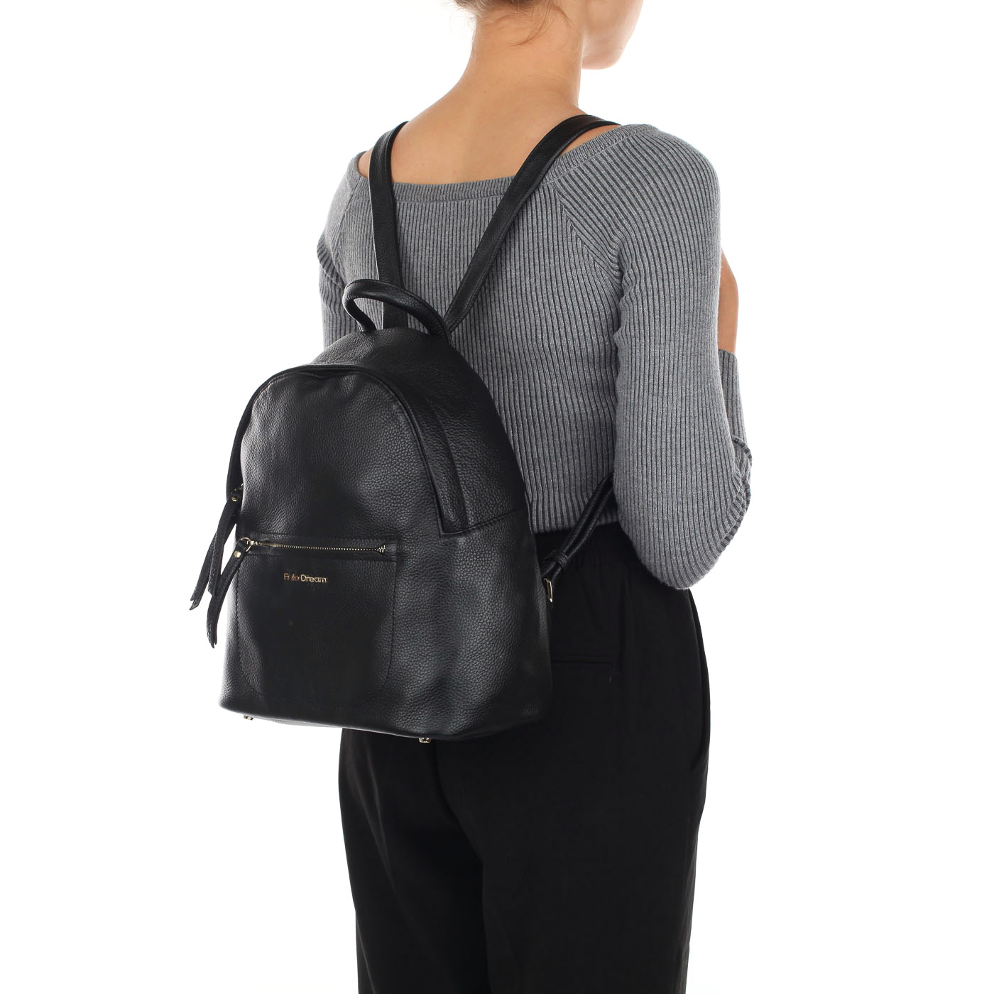 Женский кожаный рюкзак черного цвета Fiato Dream 