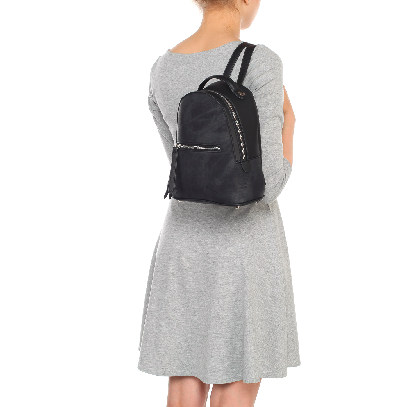 Женский черный рюкзак из экокожи со съемным плечевым ремешком Dispacci 